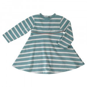 Organic Cotton Turquise Stripe Dress Age 3-4 Years
