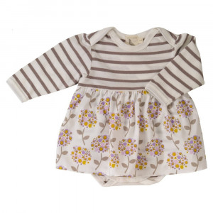 Organic Cotton baby body with integrated skirt 0-6 Months