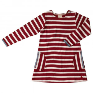 Organic Ruby Red Stripe Dress 3-4 Years