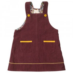 Organic Pinafore Dress, Eggplant 3-4 Years