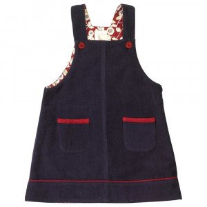 Organic Pinafore Dress, Navy Blue 1-2 Years