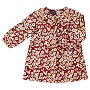 Organic Cotton Tunic Dress, Red Floral 6-12 Months