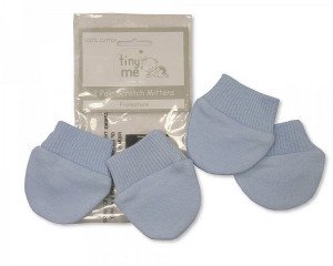 Premature Baby Scratch Mittens in Blue