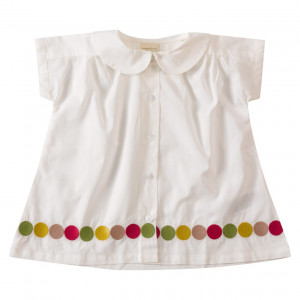 Pigeon Organic Cotton White Short Sleeve Blouse, 6-12 Months