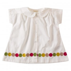 Pigeon Organic Cotton White Short Sleeve Blouse, 3-4 Years