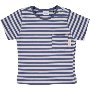 Blue & Beige Short Sleeve striped T-Shirt 100% Cotton, 12-18 Months