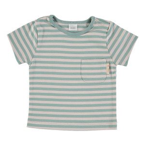 Green & Beige Short Sleeve striped T-Shirt 100% Cotton, 18-24 Months