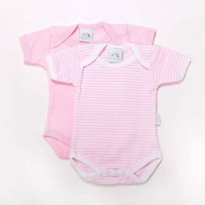 Pair of pink  Cotton bodysuits for New Born