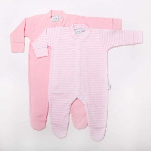 Pink Cotton Pair of Sleepsuits  Age: New Born