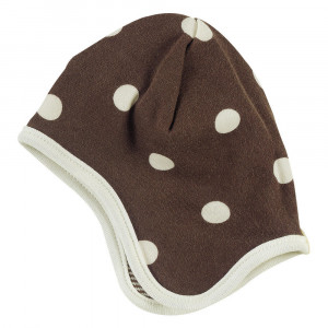 Organic  Cotton Reversible Bonnet in Brown with White Spots Age 0-6 Months