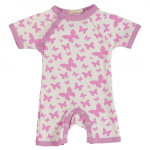 Organic Cotton Pink Printed Romper Short Age: 12-18 Months