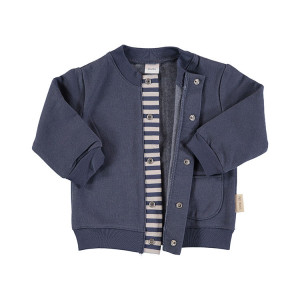Baby Navy Blue Flannel Jacket in 100% Cotton Flannel, Age 6-9 Months